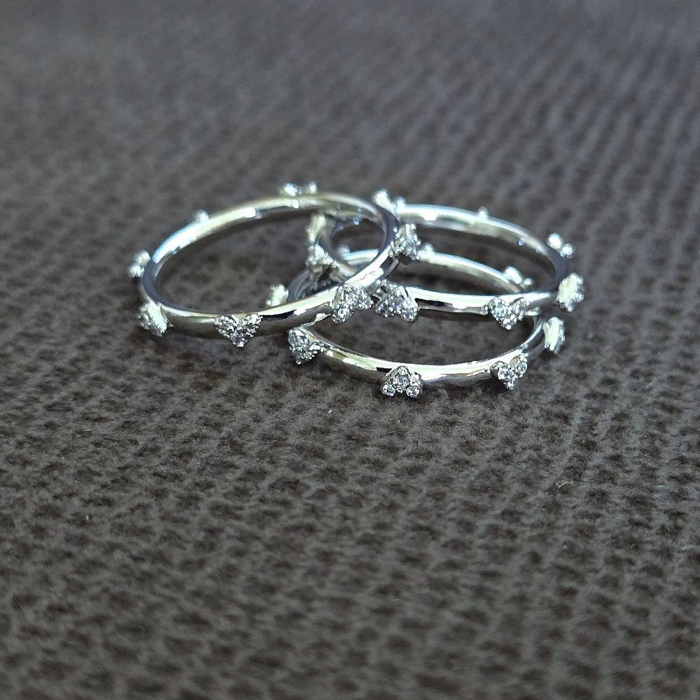 Kendra Scott "Haven" Silver🤍 Crystal Heart❤️ Rings💍 Trio3️⃣ - Picture 3 of 16